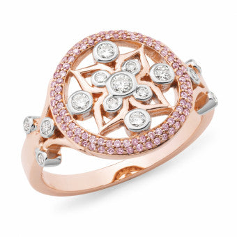 Pink diamond and white Diamond ring, rose gold.