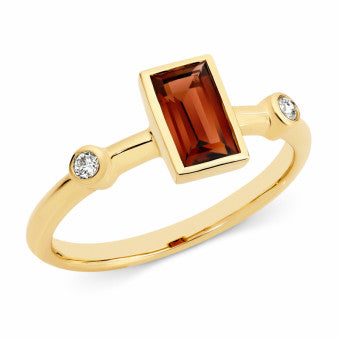 Citrine and diamond ring, 9ct yellow gold