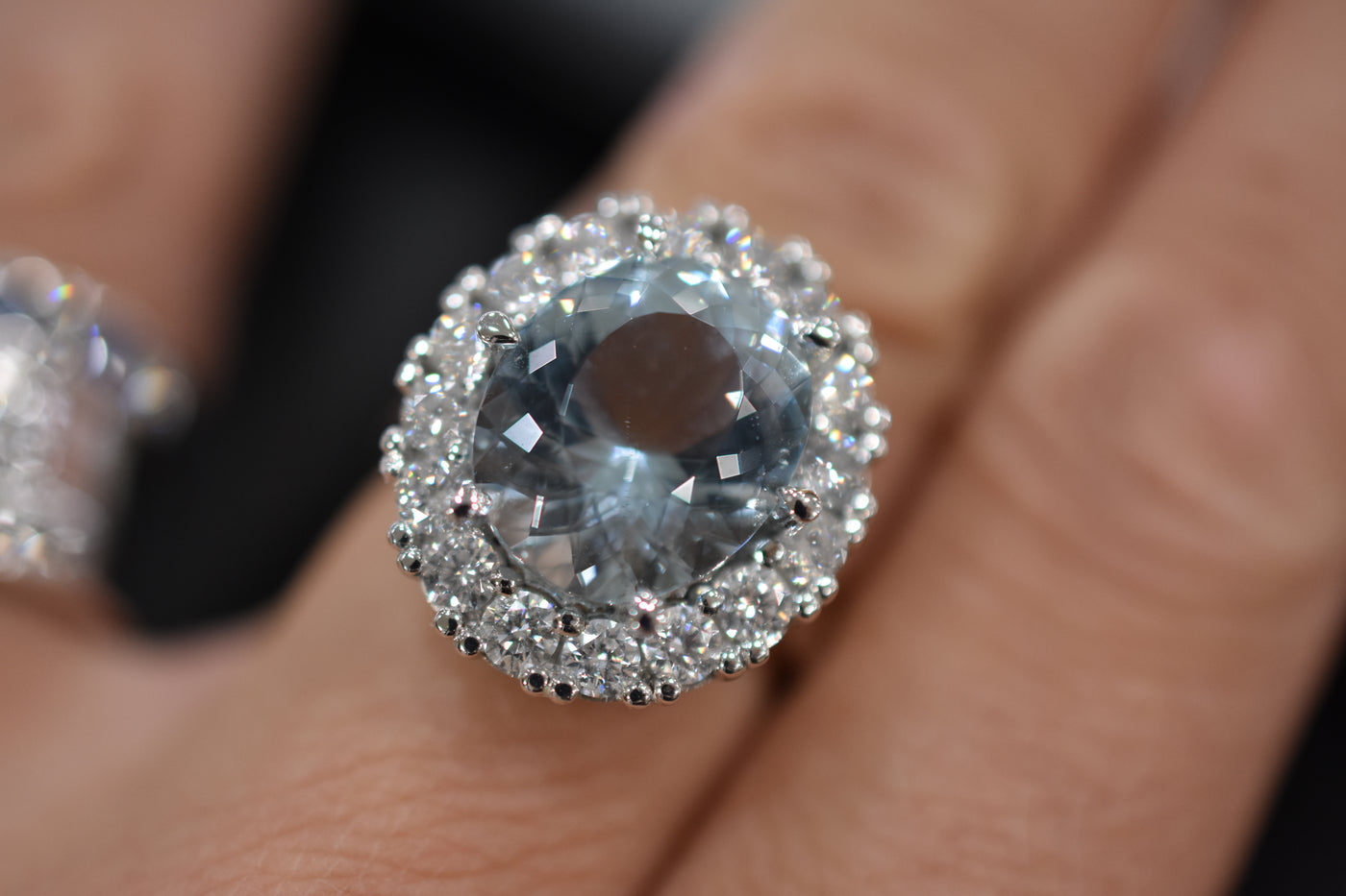 Aquamarine and diamond set ring
