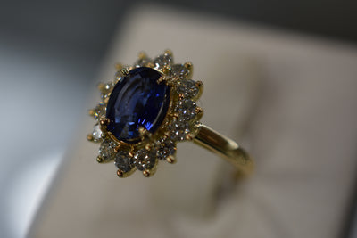 Sri Lankan Sapphire and Diamond set ring
