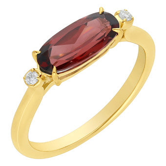 Garnet and Diamond 9ct yellow gold ring