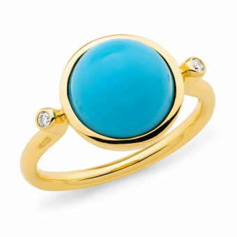 Turquoise and Diamond 9ct yellow gold ring