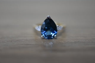 London Blue Topaz & Diamond set ring