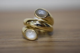Double Moonstone dress ring
