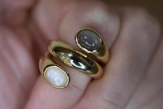 Double Moonstone dress ring