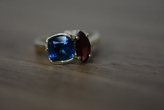 London Blue Topaz & Garnet set dress ring