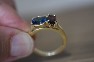 London Blue Topaz & Garnet set dress ring