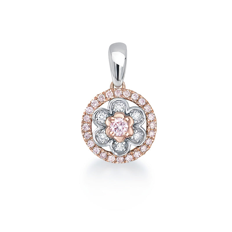 18ctRG & WG Blush Argyle Pink Diamonds and white diamond pendant