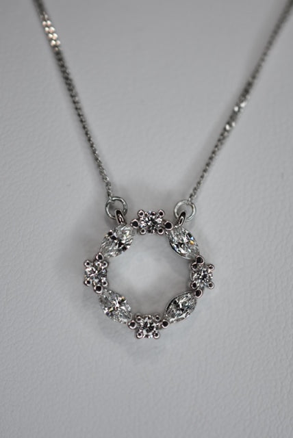 9ct White Gold, Diamond set Pendant & chain.