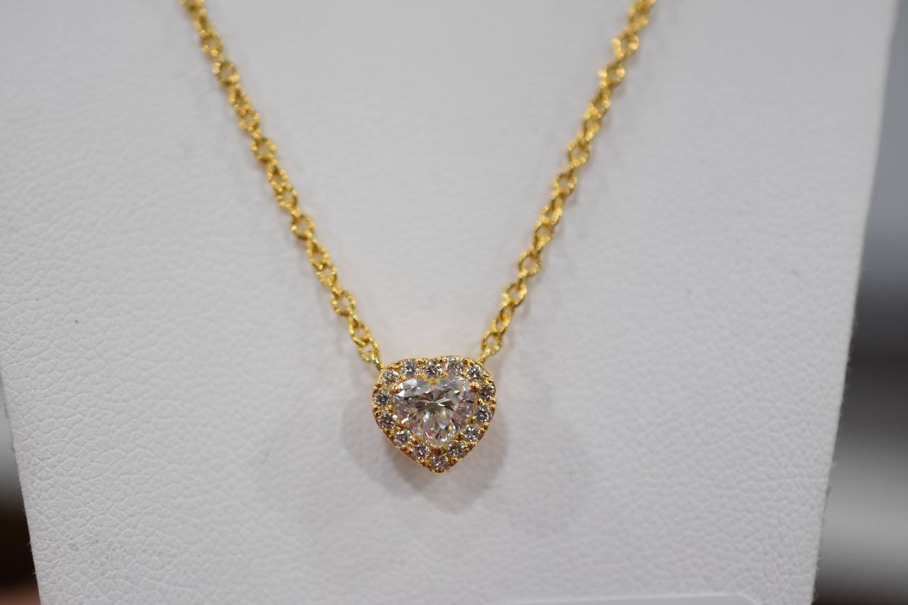 18ctYG Heart Diamond pendant and chain.
