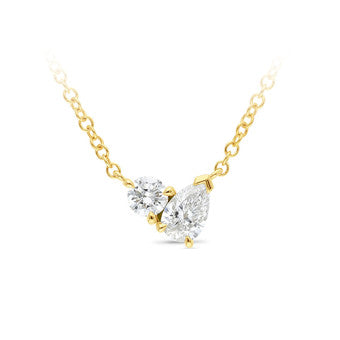 Yellow gold, Diamond set pendant and chain (Lab Grown)