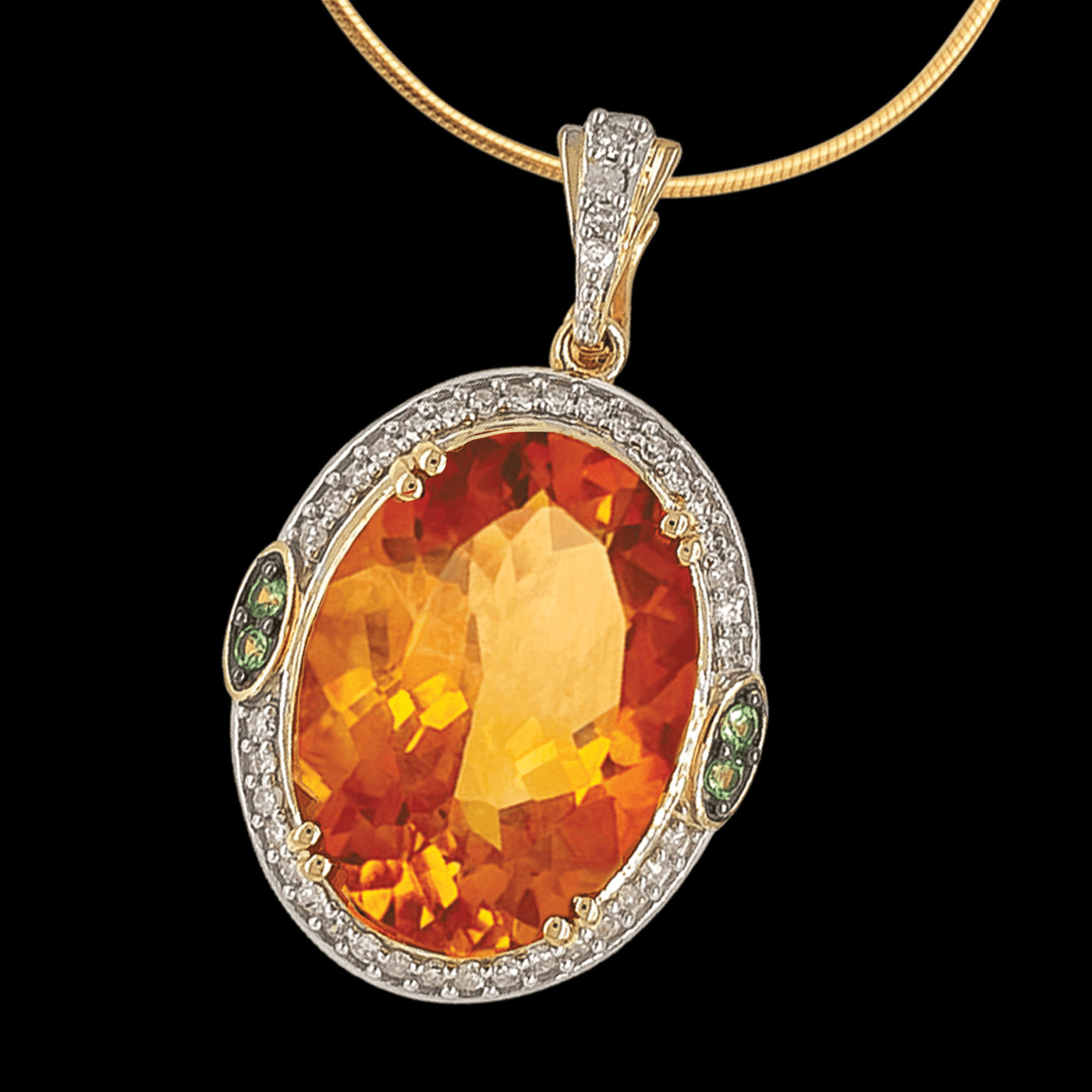 Citrine, Tsavorite Garnet and diamond set enhancer