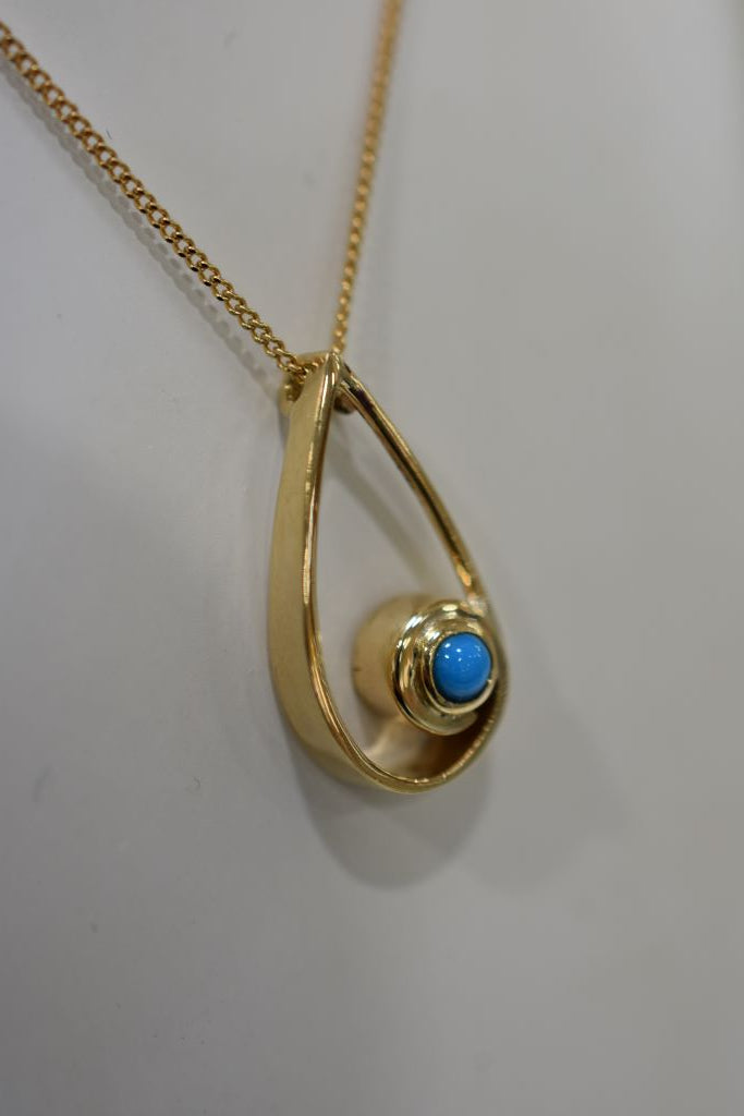 Turquoise, handmade, pendant and chain