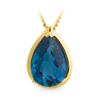 London Blue Topaz pendant, 9ct yellow gold
