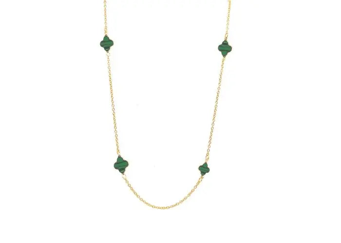 Malachite clover style fine necklace