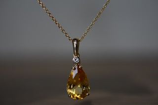 Citrine pendant with diamond