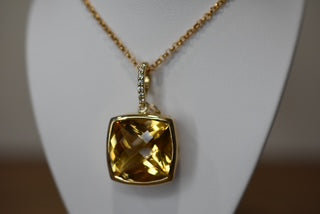 Large Citrine enhancer with diamonds