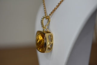 Large Citrine enhancer with diamonds