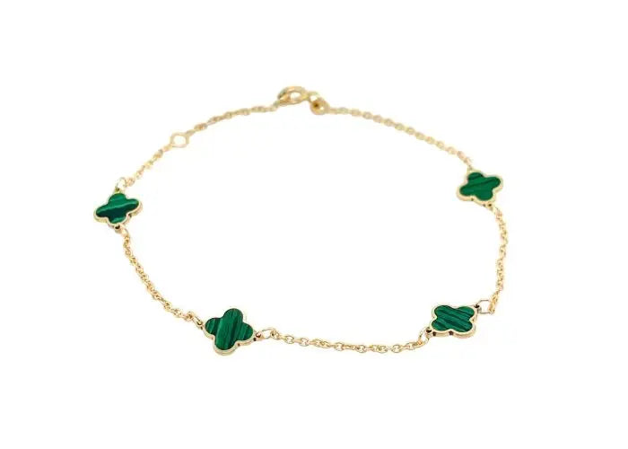 Malachite, fine, clover style bracelet