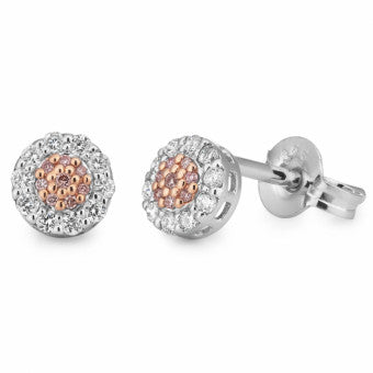 Pink Diamond Stud earrings Rose gold.
