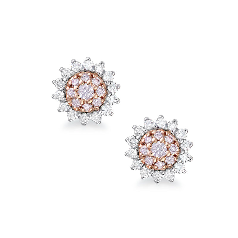 18ctRG & WG Blush Pink Argyle Dia and white dia studs