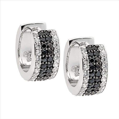 Silver, black and white CZ set Huggies