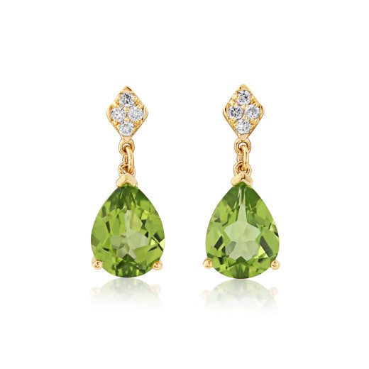 Peridot and Diamond set moving earrings with backings.