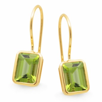 Peridot 9ct yellow gold drop earrings