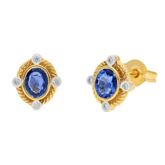 Ceylon Sapphire studs with Diamonds