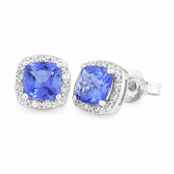 Tanzanite and diamond studs