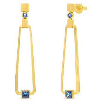 Sapphire drop earrings, 9ct yellow gold