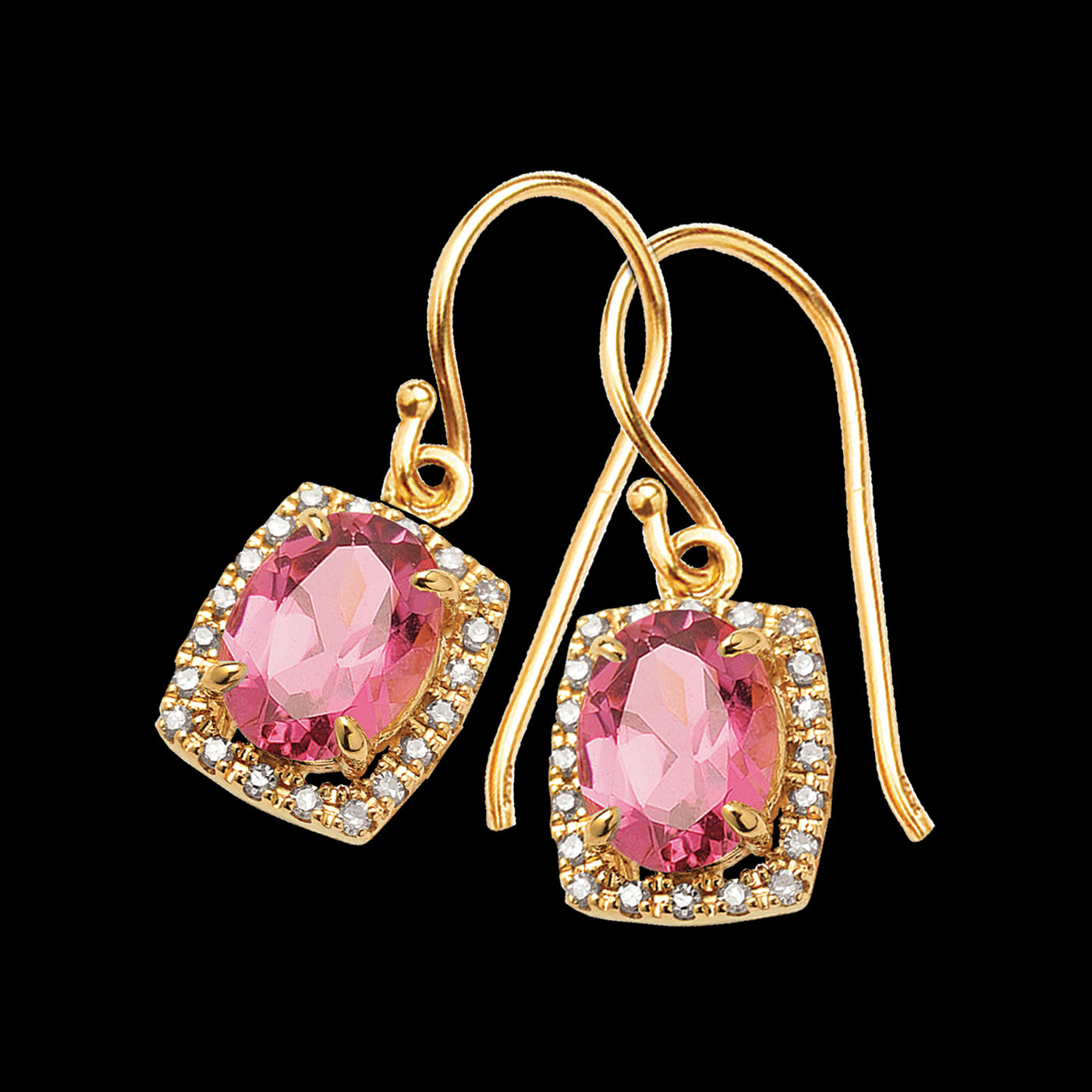 Pink Tourmaline and Diamond set earrings