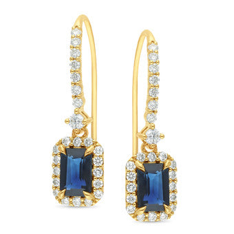 Sapphire and Diamond hook earrings.