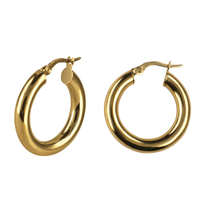 9ct Yellow gold 4mm tube hoops