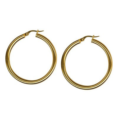 9ct YG Hoops, 3mm tube, 30mm ID