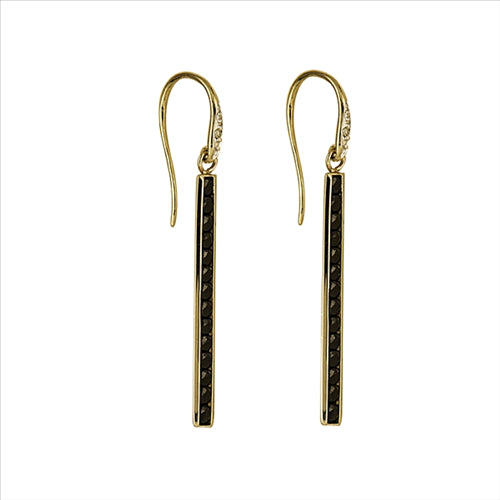9CT DIAMOND SET ONYX DROP EARWIRES