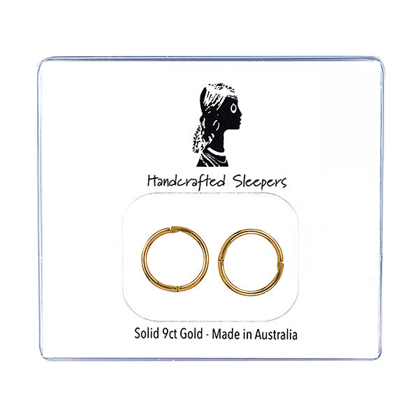 9ct Yellow gold, Plain Sleepers ID 8mm