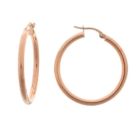 9ct Rose gold hoops, 25mm