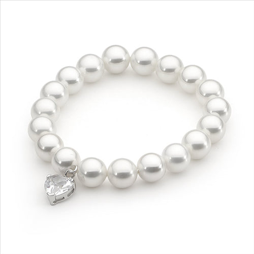FWP stretchy band w CZ heart set CZ charm