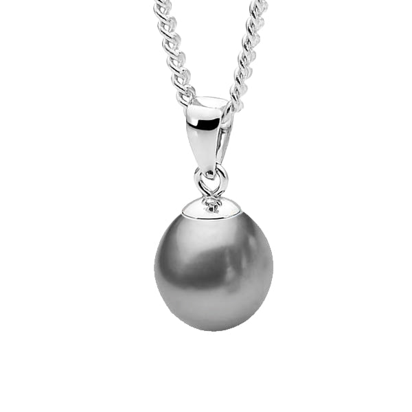 Silver, dyed Grey FWP drop pendant 9-9.5mm