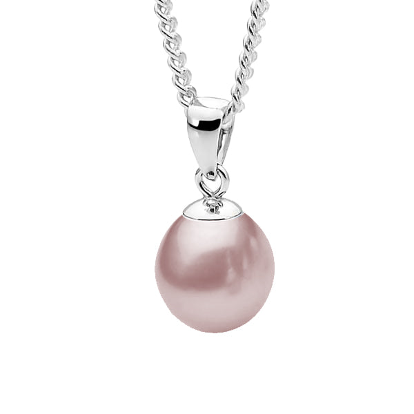 Silver, Pink FWP drop pendant 10-10.5mm