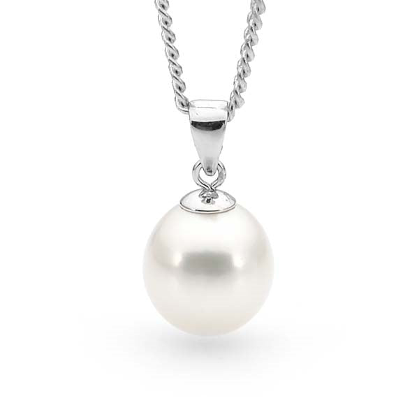Silver Freshwater Pearl pendant, White 9-9.5mm