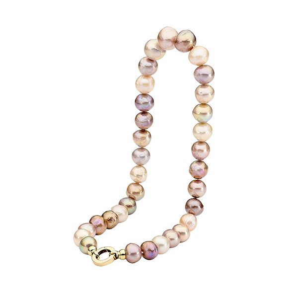 Natural Pink Edison 12-15mm strand 9ctYG clasp