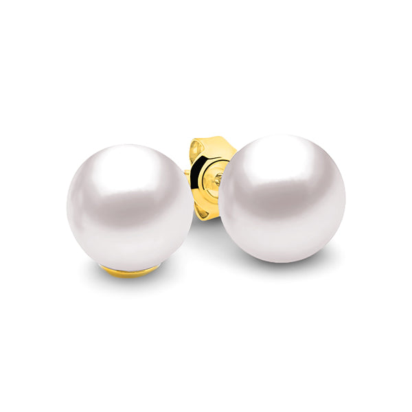9ct YG White Freshwater studs 7mm
