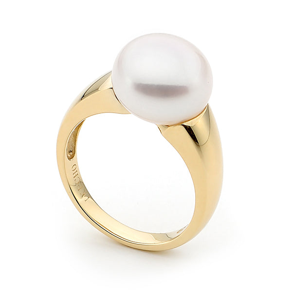 9ct YG FWP 12mm Button ring