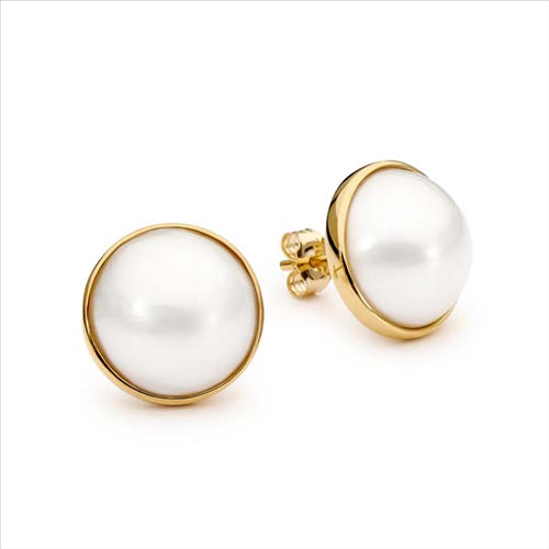9ct YG Mabe 13mm studs
