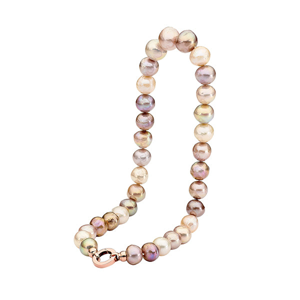 Natural Pink FWP strand 11-15mm 9ctRG clasp