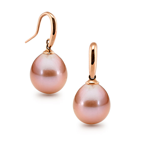 9ct Rose Gold Pink Pearl drops