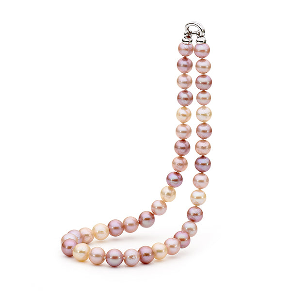 Silver clasp, Mixed Pink Edison Pearl necklace