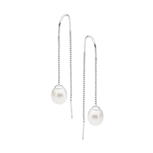 Silver threaded Freshwater Pearl 8-8.5mm